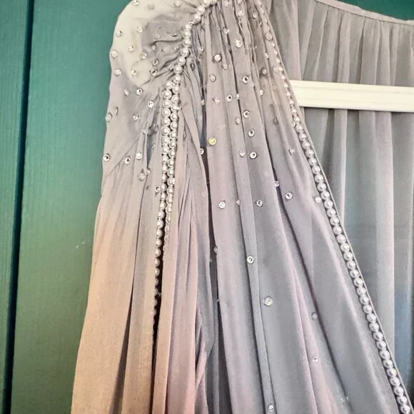 Chiffon Grey & Pink Dressing Gown - Picture 6 of 10